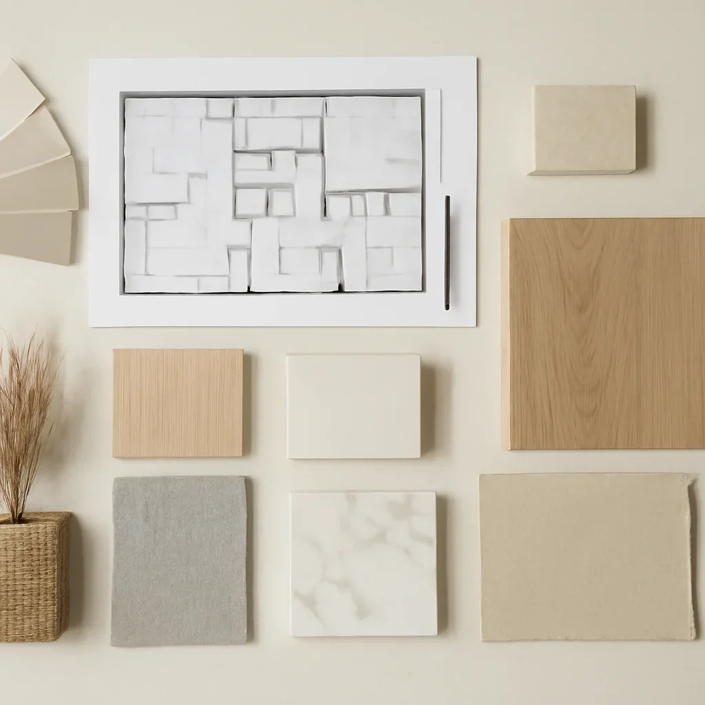 Design planning image for a practical design studio for homes that need clarity as much as style