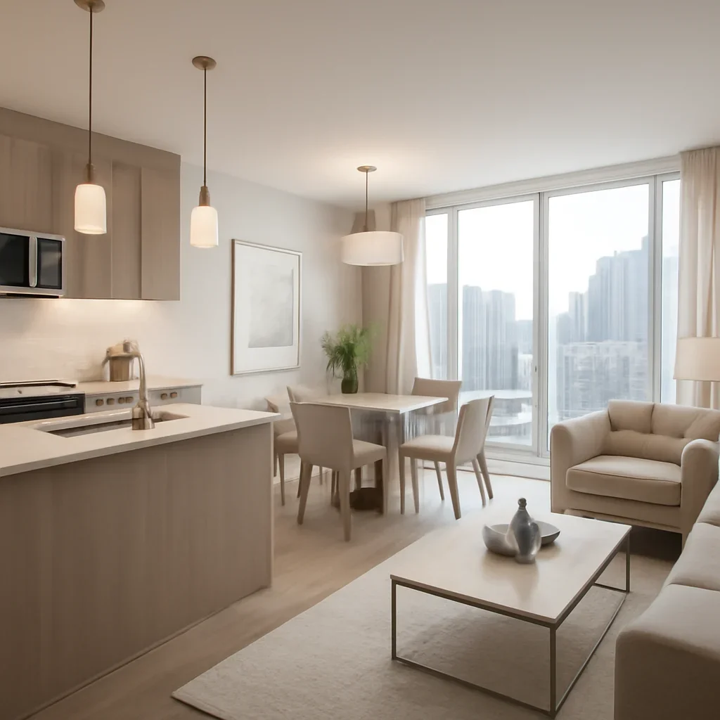 Finished interior showing condo interior design results