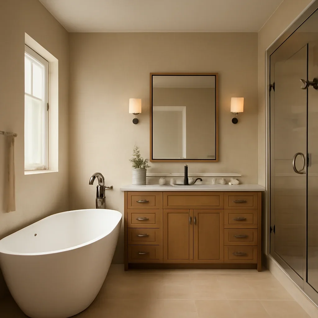 Gallery-style interior view for bathroom design portfolio