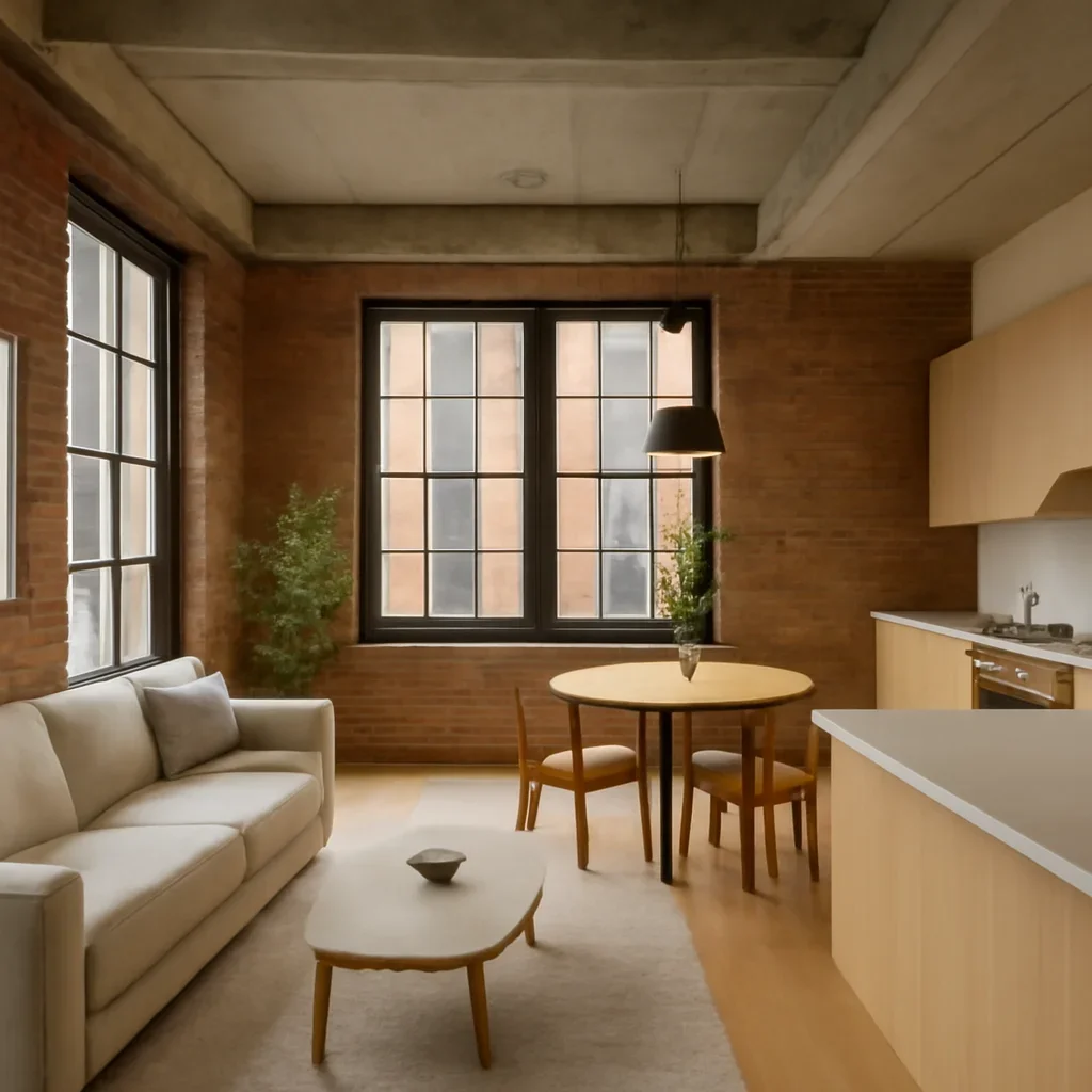 Gallery-style interior view for distillery district condo renovation