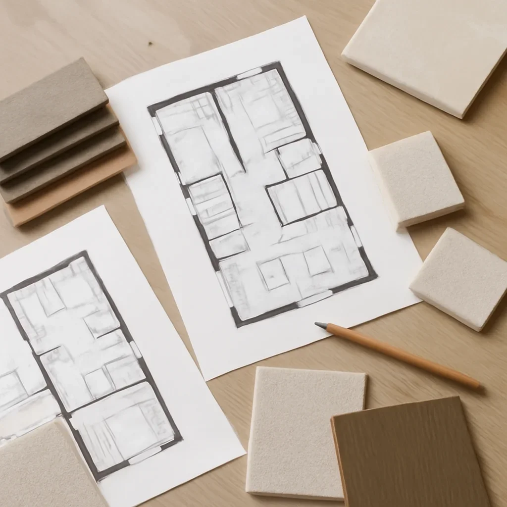 Design planning image for a design process that keeps decisions organized and the finished space consistent